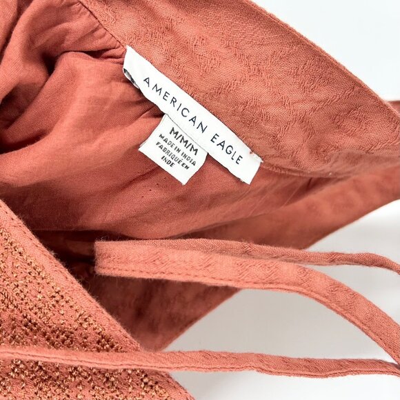 American Eagle Rust Sleeveless Embroidered Romper - Picture 6 of 8